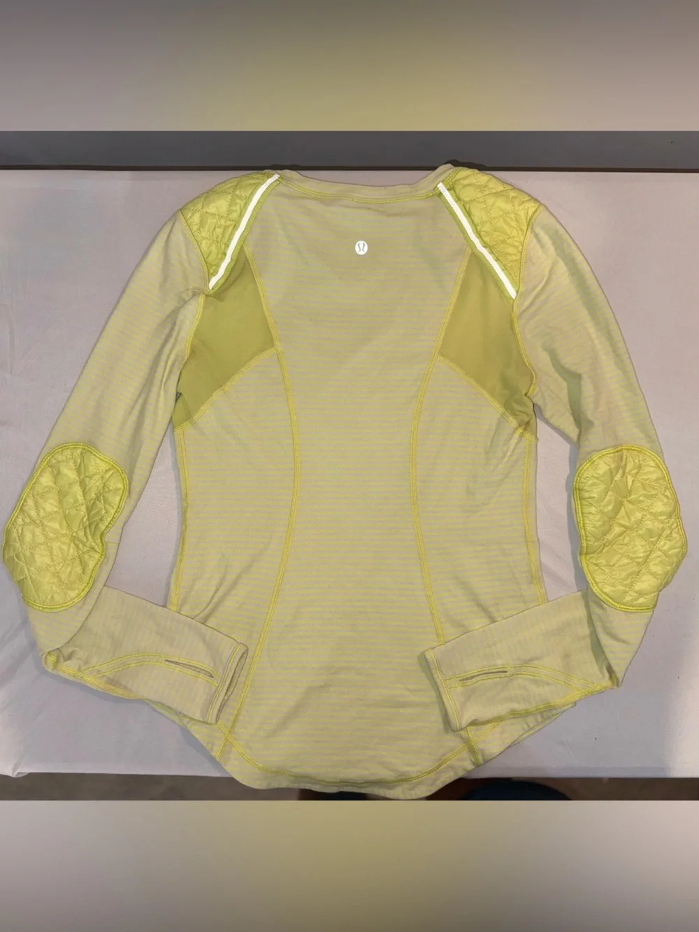 Lululemon Yellow Long Sleeve Quilted Shoulders and elbow Athletic Top Size 6